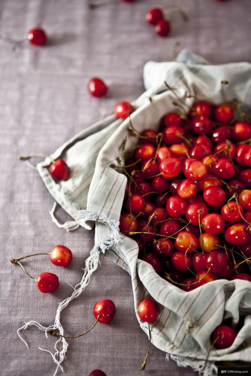 樱桃 袋 水果 食品 碗 甜 美食摄影图片
